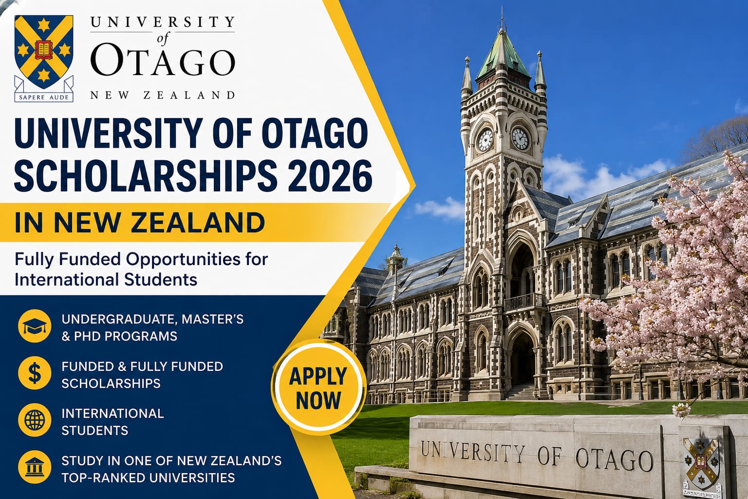 University of Otago Scholarships 2026 in New Zealand
