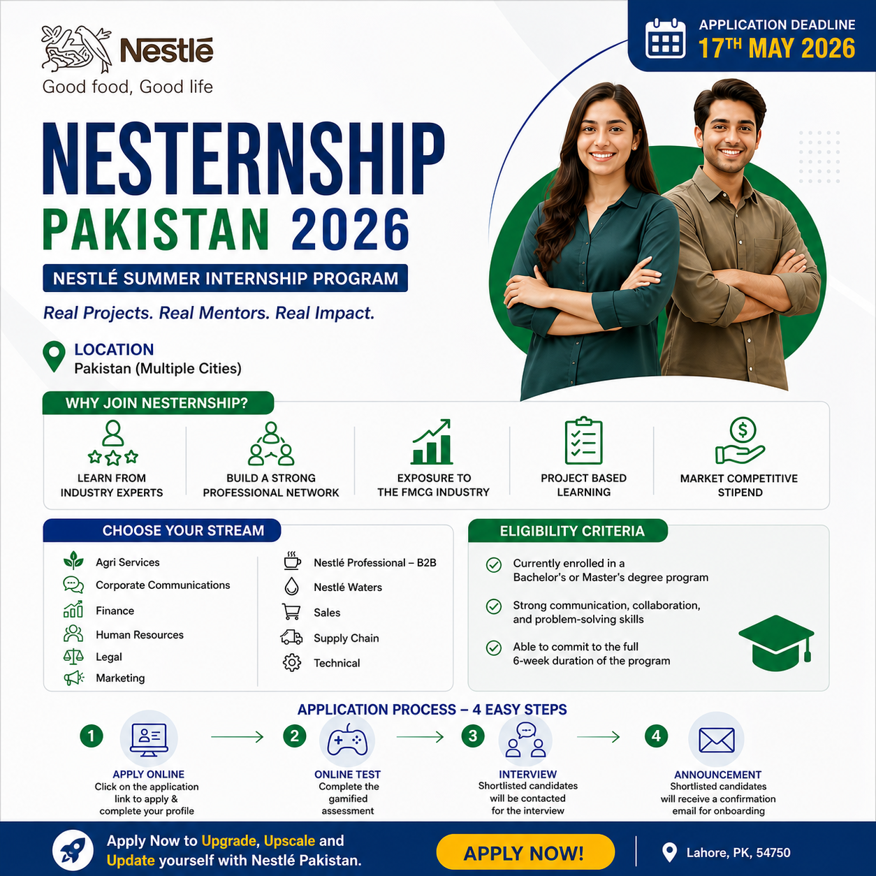 Nesternship Pakistan 2026 Nestlé Summer Internship Program deadline 17 May